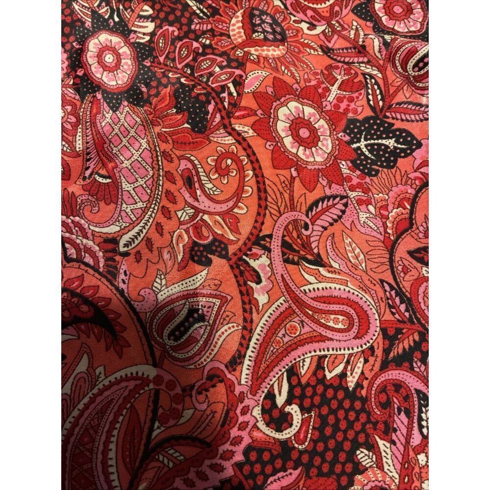 Womens Red Black White Paisley Pattern Long Sleeve Silk Wrap Dress 4 Small - Picture 5 of 5